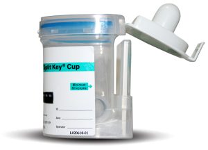 Side View of Integrated EZ Split Key Cup 10 Panel Urine Drug Test