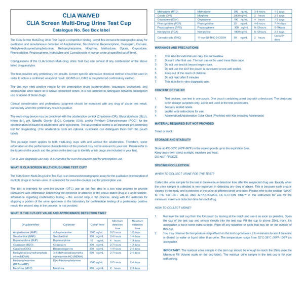 TCup Clia Waived Package Insert U.S. Screening Source